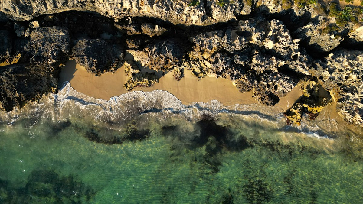 Spectacular ocean cliffs and turquoise waves along the Australian coastline